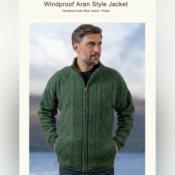 NWOT Windproof Aran Style Sweater/Jacket - Picture 2 of 6
